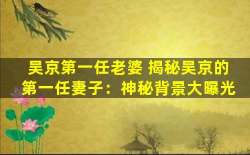 吴京第一任老婆 揭秘吴京的第一任妻子：神秘背景大曝光